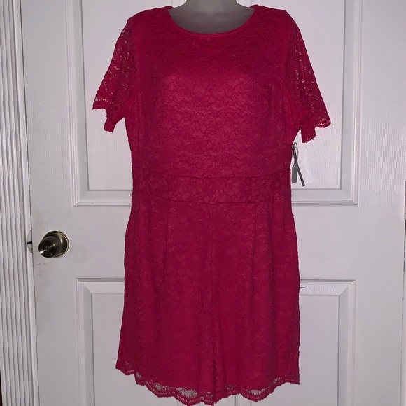 New York & Company Other - $12 NY&C Lace Hot Pink Romper New York & Company Other - $12 NY&C Lace Hot Pink Romper
